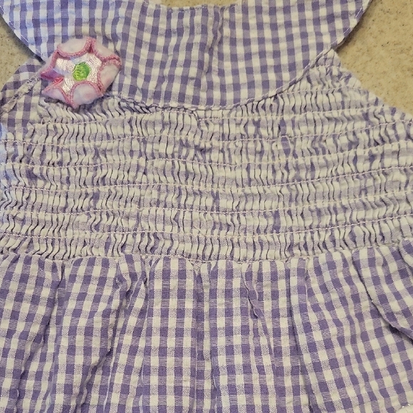 Real Love Purple Gingham Kids Dress with Floral Accents SIZE 24 Months - Picture 4 of 6